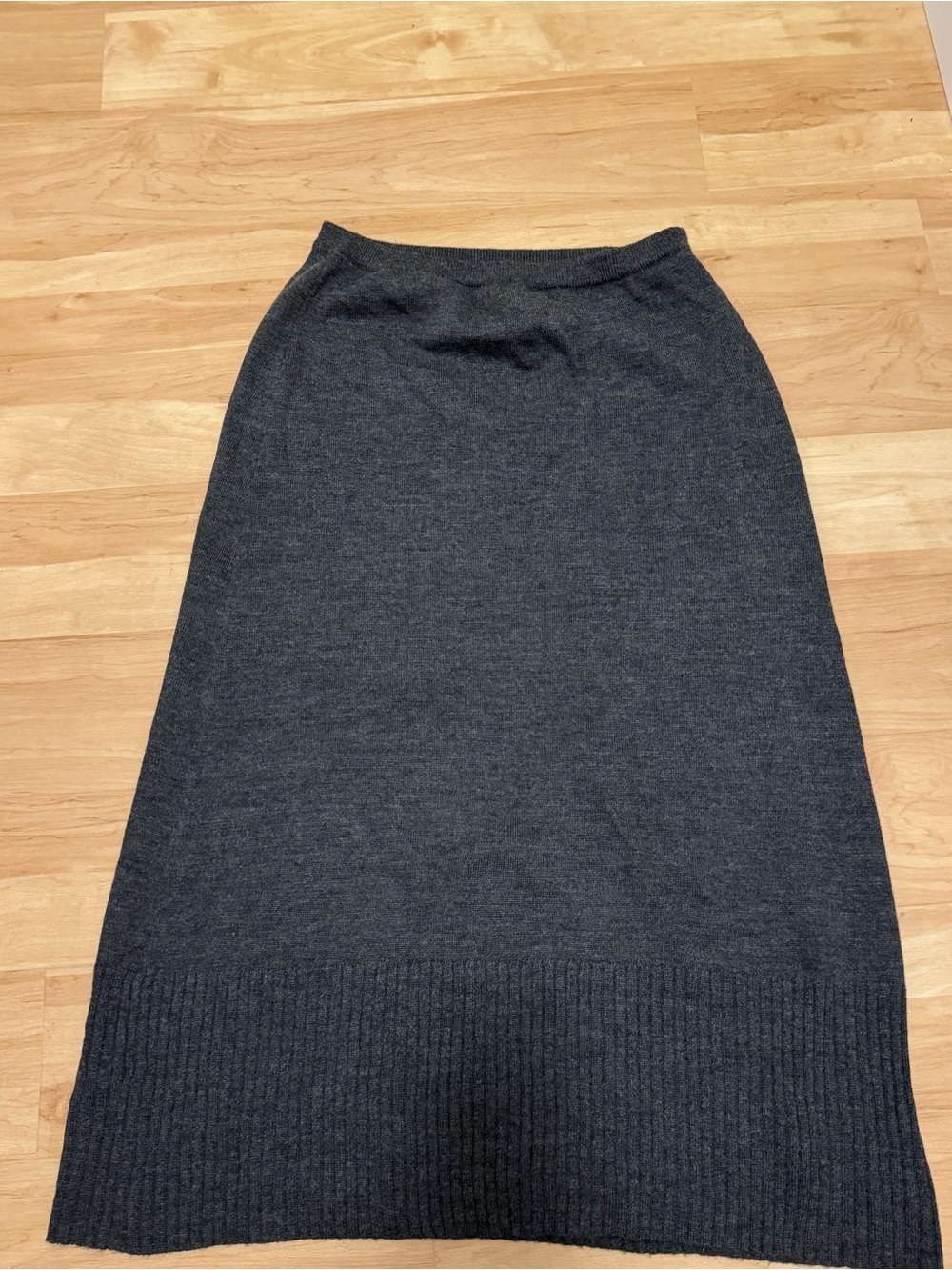 J. Jill Charcoal Gray Knit 100% Merino Wool Maxi Skirt Size Large